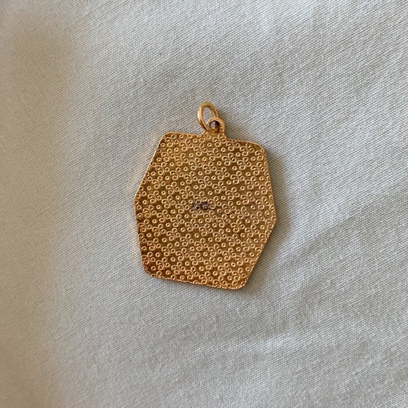 Vintage Black Floral Enamel Pendant - Picture 7 of 7